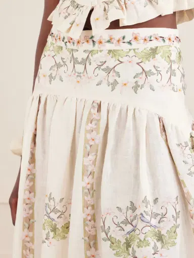 Agua by Agua Bendita Curua Anhelo Floral Linen Midi Skirt | Thumbnail 5 Agua by Agua Bendita Curua Anhelo Floral Linen Midi Skirt | Thumbnail 5