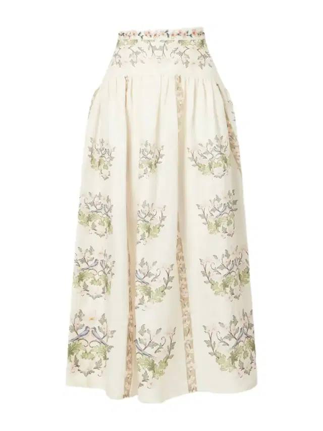 Curua Anhelo Floral Linen Midi Skirt