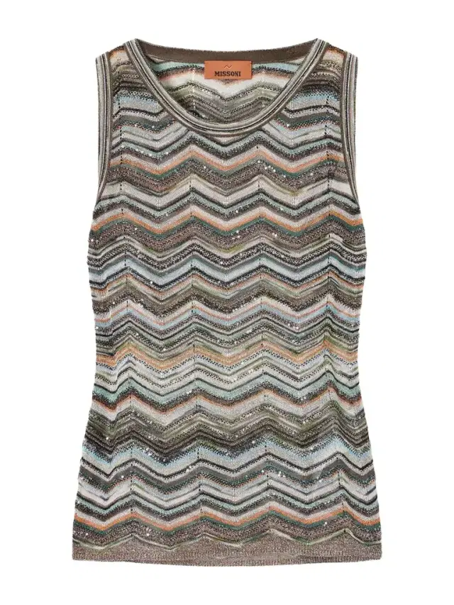 Striped Crochet-knit Halterneck Tank