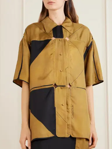 Calvin Klein Collection Elowen Patchwork Silk-twill Shirt | Thumbnail 3 Calvin Klein Collection Elowen Patchwork Silk-twill Shirt | Thumbnail 3
