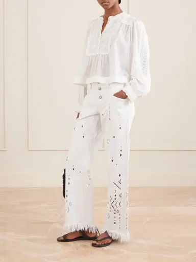 Sea Eliza Broderie Anglaise-trimmed Cotton-blend Blouse | Thumbnail 2 Sea Eliza Broderie Anglaise-trimmed Cotton-blend Blouse | Thumbnail 2