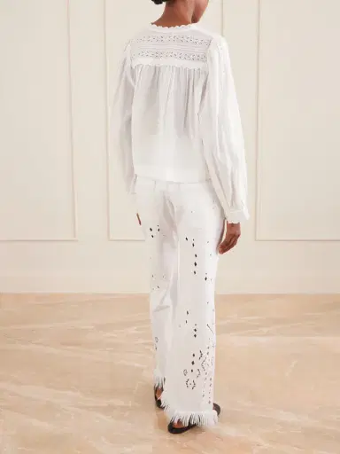 Sea Eliza Broderie Anglaise-trimmed Cotton-blend Blouse | Thumbnail 3 Sea Eliza Broderie Anglaise-trimmed Cotton-blend Blouse | Thumbnail 3