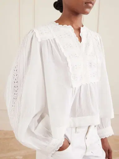 Sea Eliza Broderie Anglaise-trimmed Cotton-blend Blouse | Thumbnail 5 Sea Eliza Broderie Anglaise-trimmed Cotton-blend Blouse | Thumbnail 5