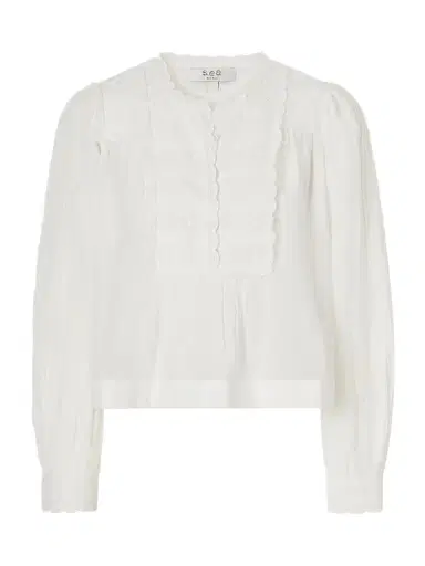 Sea Eliza Broderie Anglaise-trimmed Cotton-blend Blouse | Thumbnail 1 Sea Eliza Broderie Anglaise-trimmed Cotton-blend Blouse | Thumbnail 1