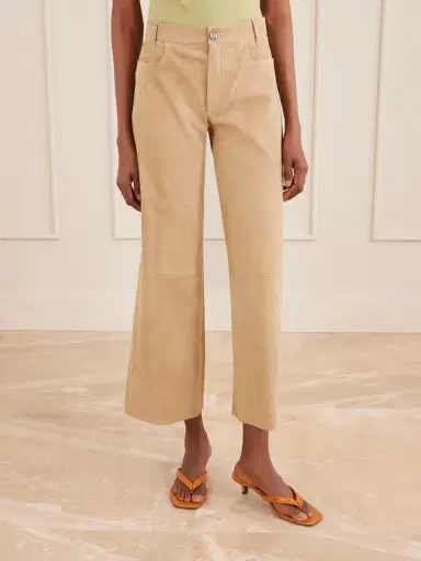 STOULS Lilou Cropped Suede Wide-leg Pants | Thumbnail 3 STOULS Lilou Cropped Suede Wide-leg Pants | Thumbnail 3