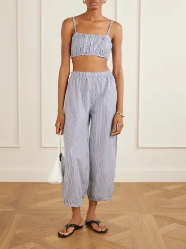 Suzie Kondi Bea Shirred Striped Cotton-poplin Bandeau Top | Thumbnail 2 Suzie Kondi Bea Shirred Striped Cotton-poplin Bandeau Top | Thumbnail 2