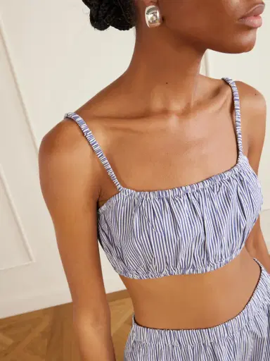 Suzie Kondi Bea Shirred Striped Cotton-poplin Bandeau Top | Thumbnail 4 Suzie Kondi Bea Shirred Striped Cotton-poplin Bandeau Top | Thumbnail 4