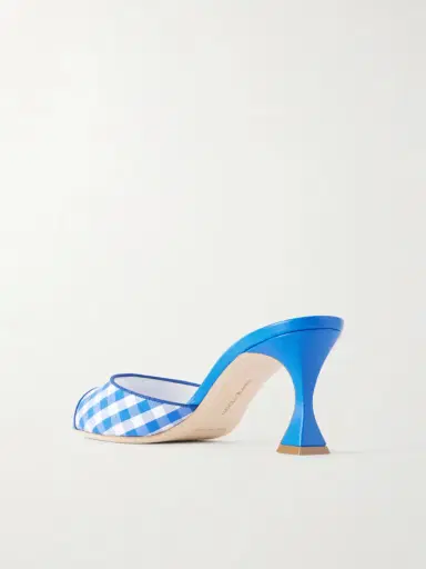 Manolo Blahnik Jadara 70 Checked Woven Mules | Thumbnail 3 Manolo Blahnik Jadara 70 Checked Woven Mules | Thumbnail 3