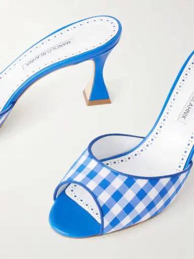 Manolo Blahnik Jadara 70 Checked Woven Mules | Thumbnail 5 Manolo Blahnik Jadara 70 Checked Woven Mules | Thumbnail 5