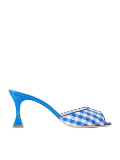 Manolo Blahnik Jadara 70 Checked Woven Mules | Thumbnail 1 Manolo Blahnik Jadara 70 Checked Woven Mules | Thumbnail 1