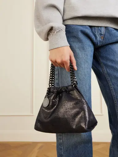 Stella McCartney Falabella Mini Metallic Vegetarian Material Drawstring Bag | Thumbnail 2 Stella McCartney Falabella Mini Metallic Vegetarian Material Drawstring Bag | Thumbnail 2