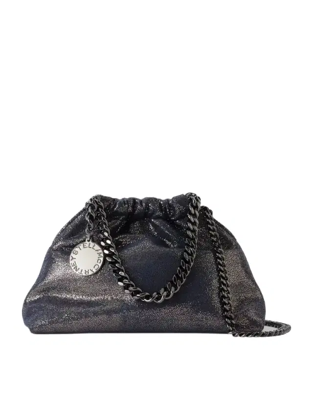 Stella McCartney Falabella Mini Metallic Vegetarian Suede Drawstring Bag