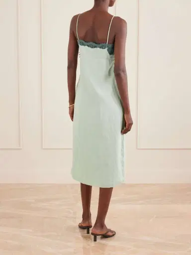 Posse Darya Lace-trimmed Linen And Cotton-blend Midi Dress | Thumbnail 3
