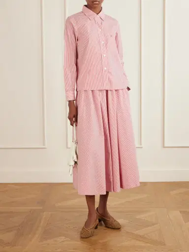 Suzie Kondi Kyria Shirred Striped Cotton-poplin Midi Skirt | Thumbnail 2