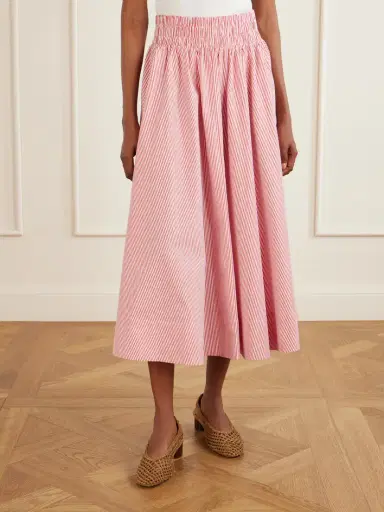 Suzie Kondi Kyria Shirred Striped Cotton-poplin Midi Skirt | Thumbnail 3
