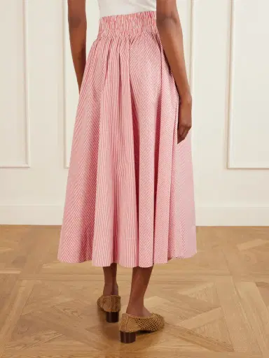 Suzie Kondi Kyria Shirred Striped Cotton-poplin Midi Skirt | Thumbnail 4