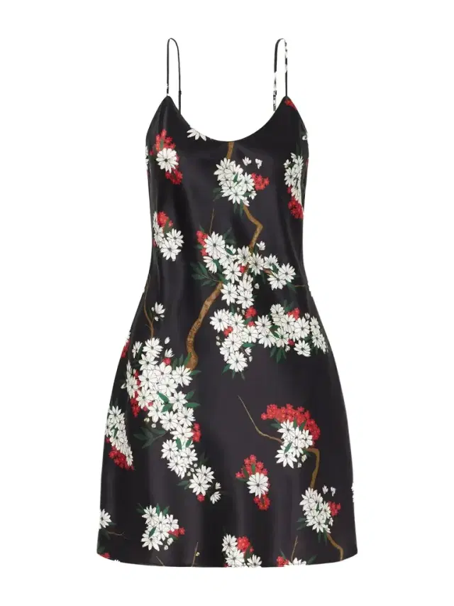 Olivia von Halle Venus Floral-print Silk-satin Nightdress