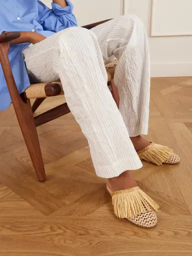 Ancient Greek Sandals Fringe Raffia Slip-on Flats | Thumbnail 2 Ancient Greek Sandals Fringe Raffia Slip-on Flats | Thumbnail 2
