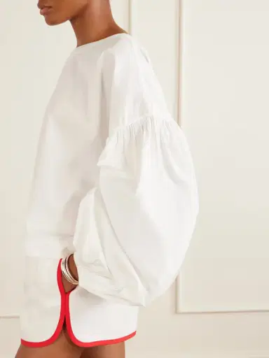 Suzie Kondi Balon Cropped Gathered Cotton-poplin Blouse | Thumbnail 4 Suzie Kondi Balon Cropped Gathered Cotton-poplin Blouse | Thumbnail 4