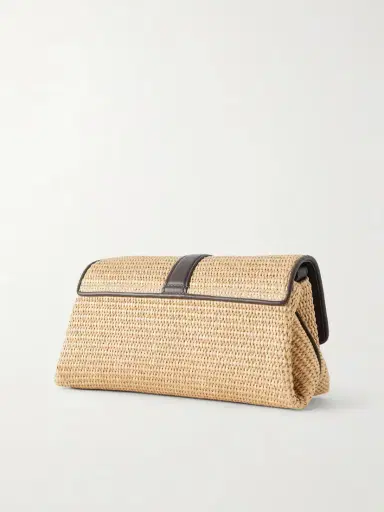 Ferragamo Leather-trimmed Woven Raffia Cross Body Bag | Thumbnail 4