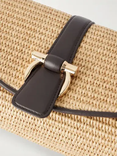 Ferragamo Leather-trimmed Woven Raffia Cross Body Bag | Thumbnail 5