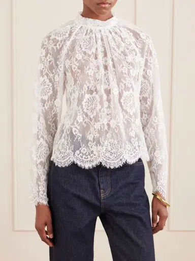 Self-Portrait Scalloped Lace Blouse | Thumbnail 3