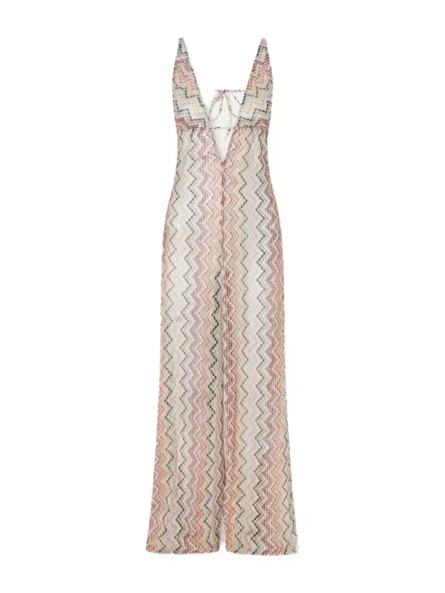 Striped Metallic Crochet-knit Coverup
