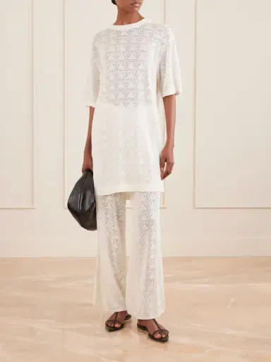 Loulou de Saison Egeo Pointelle-knit Wide-leg Pants | Thumbnail 2 Loulou de Saison Egeo Pointelle-knit Wide-leg Pants | Thumbnail 2