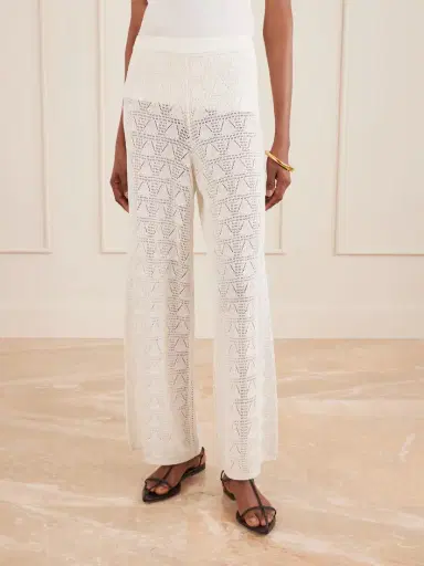 Loulou de Saison Egeo Pointelle-knit Wide-leg Pants | Thumbnail 3 Loulou de Saison Egeo Pointelle-knit Wide-leg Pants | Thumbnail 3