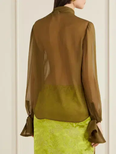 Saint Laurent Crepe Mesh Silk Blouse | Thumbnail 3 Saint Laurent Crepe Mesh Silk Blouse | Thumbnail 3