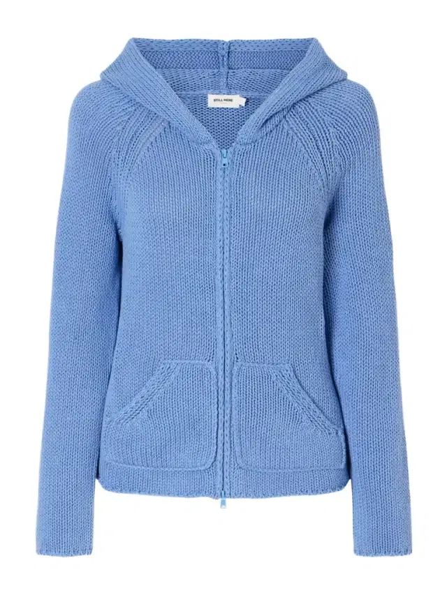 STILL HERE Bear Knitted Cotton Zip-up Hoodie