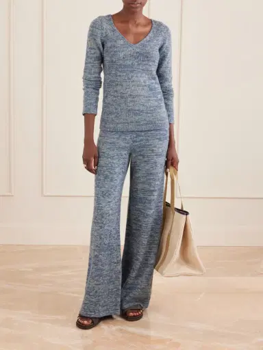 The Elder Statesman Nimbus Knitted Cashmere And Silk-blend Wide-leg Pants | Thumbnail 2 The Elder Statesman Nimbus Knitted Cashmere And Silk-blend Wide-leg Pants | Thumbnail 2