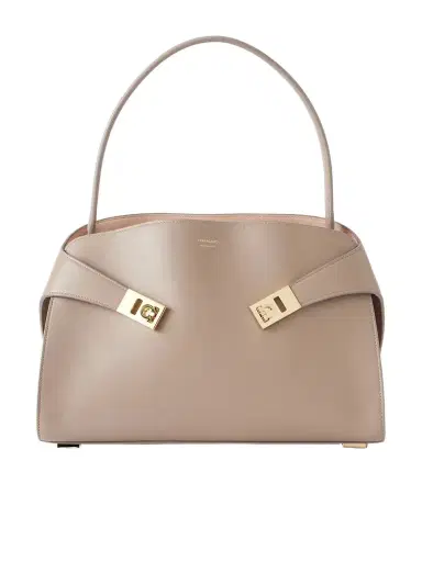 Ferragamo Hug Small Embellished Cracked-leather Tote | Thumbnail 1