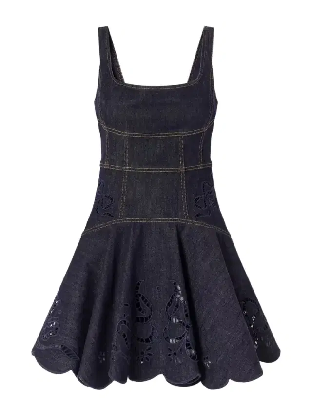Self-Portrait Embroidered Denim Mini Dress