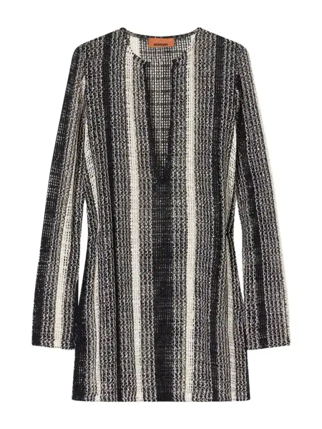 Missoni Striped Metallic Sequin-embellished Crochet-knit Dress