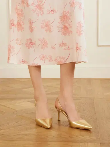 Manolo Blahnik Carolyne 50 Metallic Leather Slingback Pumps | Thumbnail 2 Manolo Blahnik Carolyne 50 Metallic Leather Slingback Pumps | Thumbnail 2