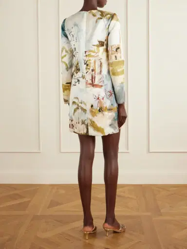 Oscar de la Renta Printed Satin Mini Dress | Thumbnail 3