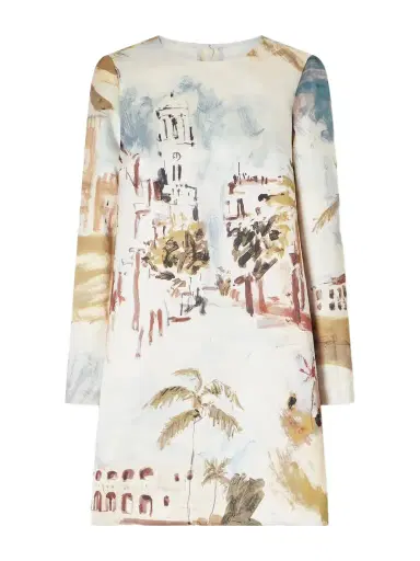 Oscar de la Renta Printed Satin Mini Dress | Thumbnail 1