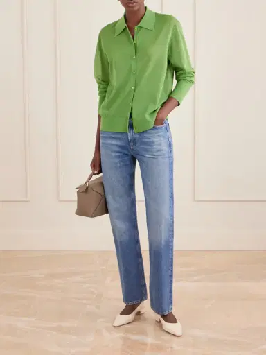 Frame The Collared Cardi Cotton-blend Cardigan | Thumbnail 2 Frame The Collared Cardi Cotton-blend Cardigan | Thumbnail 2