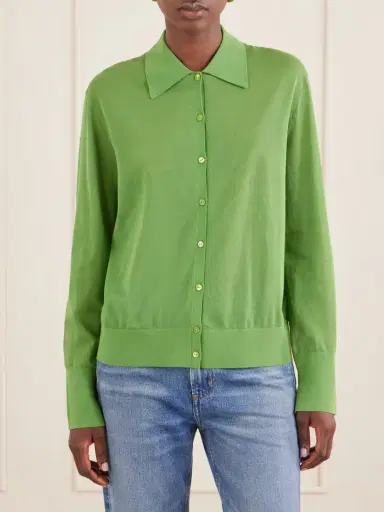 Frame The Collared Cardi Cotton-blend Cardigan | Thumbnail 3 Frame The Collared Cardi Cotton-blend Cardigan | Thumbnail 3