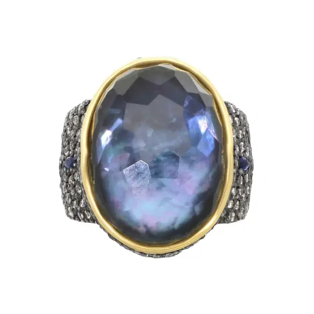 Armenta Armenta 18K Yellow Gold & Blackened Sterling Silver Cocktail Ring Sz. 6.5 by The Solist
