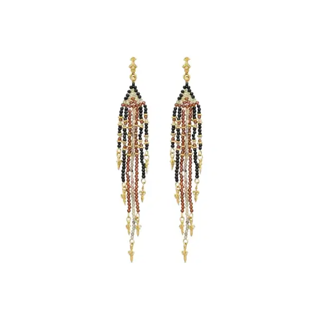Armenta Armenta Feather 18K Yellow Gold Multi-Gemstone Drop Earrings by The Solist