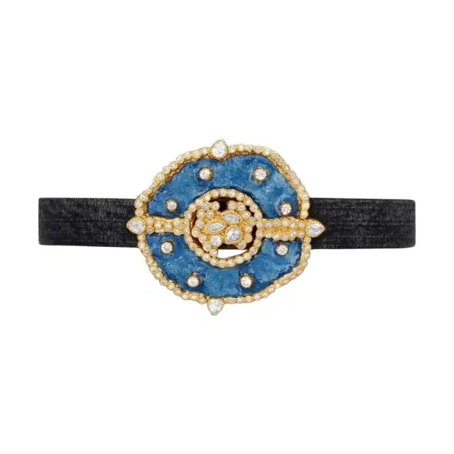 Armenta Armenta Sueno 18K Yellow Gold & Leather Diamond & White Sapphire Cuff Bracelet by The Solist