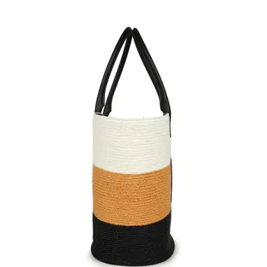 Chanel Chanel Maxi Coco Beach Small Shopping Bag White, Dark Beige, Black Raffia and Calfskin | Thumbnail 3 Chanel Chanel Maxi Coco Beach Small Shopping Bag White, Dark Beige, Black Raffia and Calfskin | Thumbnail 3