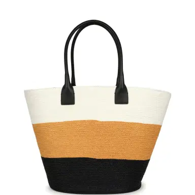 Chanel Chanel Maxi Coco Beach Small Shopping Bag White, Dark Beige, Black Raffia and Calfskin | Thumbnail 4 Chanel Chanel Maxi Coco Beach Small Shopping Bag White, Dark Beige, Black Raffia and Calfskin | Thumbnail 4
