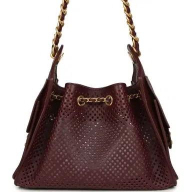 Chanel Chanel Mini 25 Hobo Bag Dark Burgundy Perforated Calfskin Antique Gold Hardware | Thumbnail 4 Chanel Chanel Mini 25 Hobo Bag Dark Burgundy Perforated Calfskin Antique Gold Hardware | Thumbnail 4