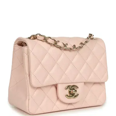 Chanel Chanel Mini Classic Square Flap Bag Pink Lambskin Gold Hardware | Thumbnail 2