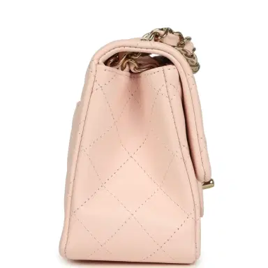 Chanel Chanel Mini Classic Square Flap Bag Pink Lambskin Gold Hardware | Thumbnail 3