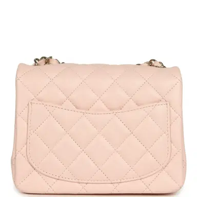 Chanel Chanel Mini Classic Square Flap Bag Pink Lambskin Gold Hardware | Thumbnail 4