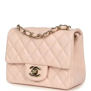 Chanel Chanel Mini Classic Square Flap Bag Pink Lambskin Gold Hardware | Thumbnail 5